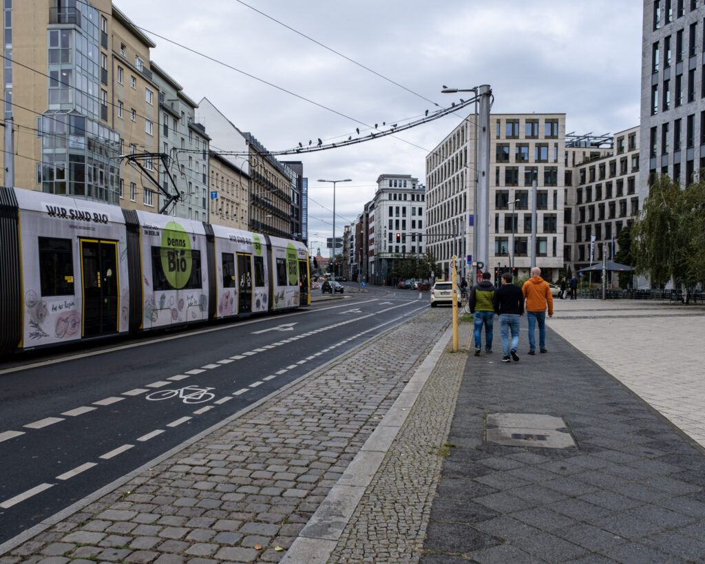 A tram going down one of the streets in Berlin