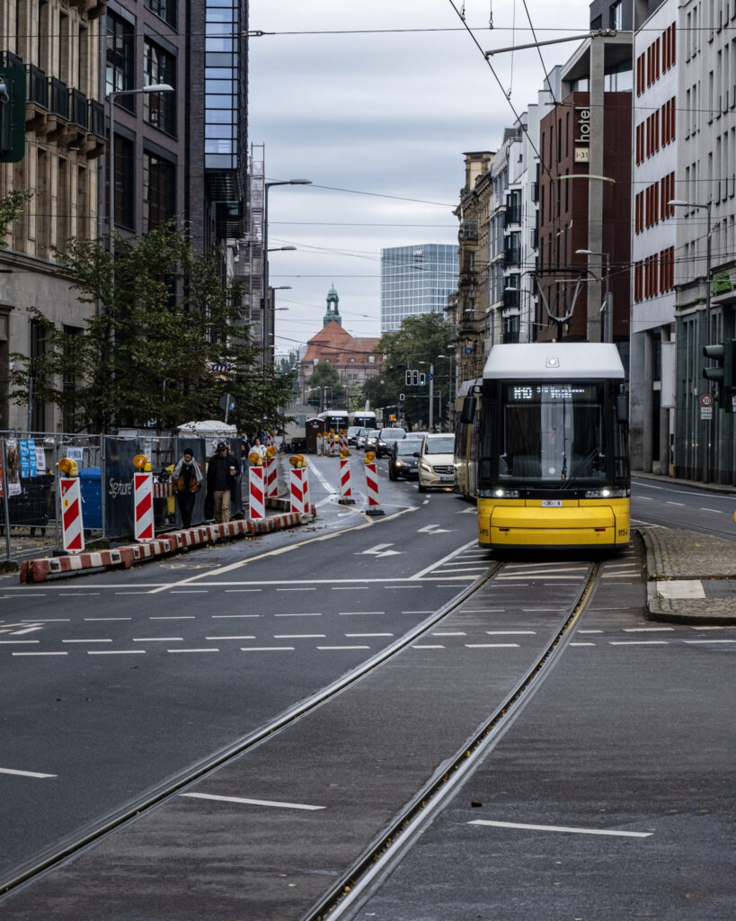 A tram waiting for signal in Berlin